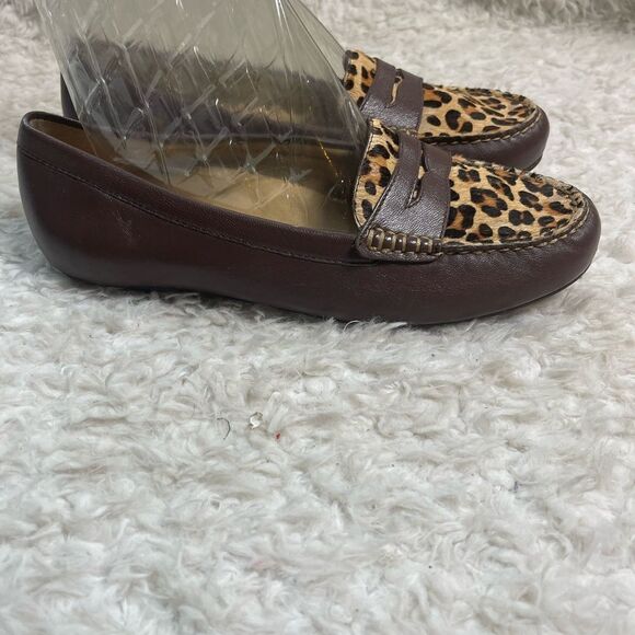 Vionic Piper Loafers Leather Brown & calf leather Leopard  print SZ9 - Picture 3 of 9
